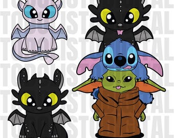 Vectorized cartoon toothless package in png, pdf, dxf, eps, svg, cricut, file art, vector formats