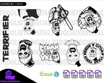 Scary Movie Character Pack, Killer Clown | SVG, EPS, PDF, PNG, and DXF files for Cricut