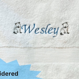 Personalized Embroidered Bath Towel and Hand Towel Set with Graphics - Unique Gift Idea, Birthday, Wedding, College Student Gift