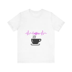 Coffee Heartbeat Tee | Unisex Jersey Short Sleeve Tee, Coffee Lover Gift, Casual T-Shirt, Graphic Tee, Gift for Her