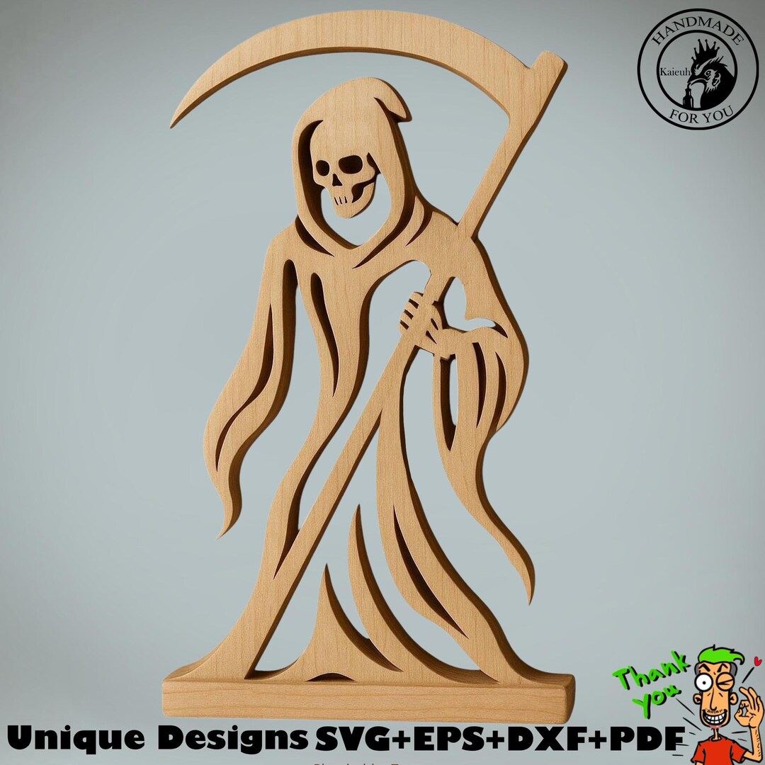 Grim Reaper Laser Cut File: Halloween Spooky Sign (svg, Pdf, Dxf, Eps ...