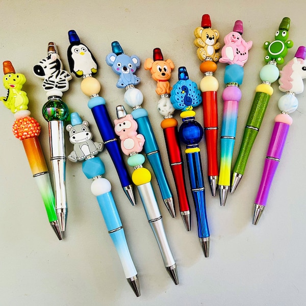 Animal Beaded Pens // Character Beaded Pens // Beaded Focal Pens // Ballpoint Beaded Pens // Cute Beaded Pens // Beaded Pens