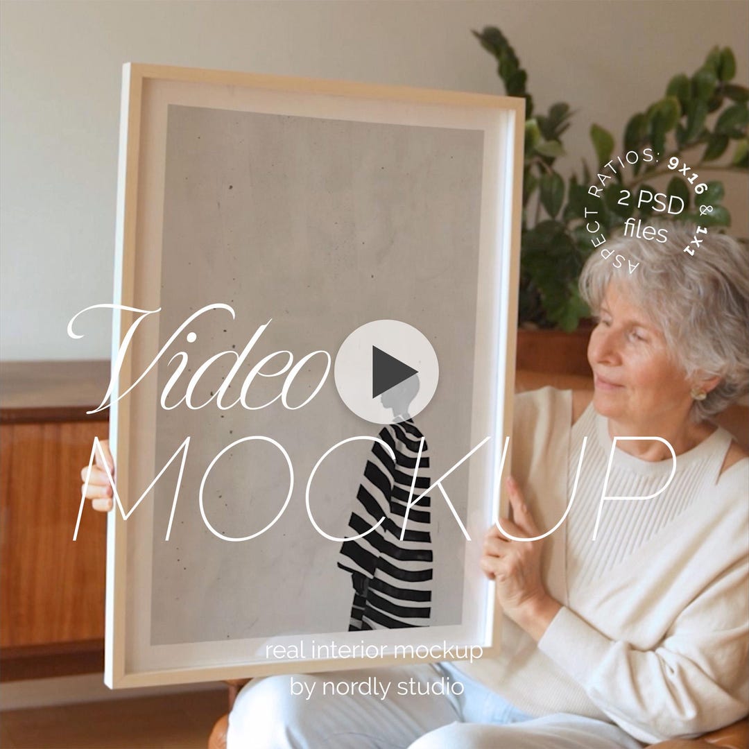 Social Media Wall Art Mockup Video With Person, 9x16 Aspect Ratio for ...