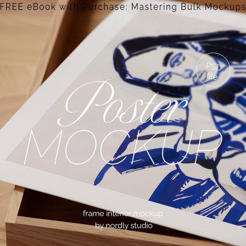 Close Up Frame Mockup, Poster Frame on the Table, Frame Mockup Flat Lay DIN A, Lying Frame Mockup, PSD Photoshop Mockup, Minimalist Modern