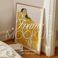Vertical Frame Mockup: Thin Wood Scandinavian Style (PSD Template)
