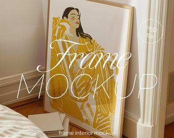 Vertical Frame Mockup: Thin Wood Scandinavian Style (PSD Template)