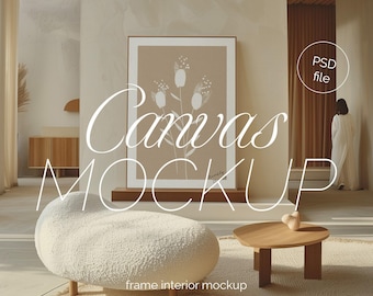 Floating Frame Canvas Mockup: ISO DIN A Ratio, PSD Photoshop Mockup