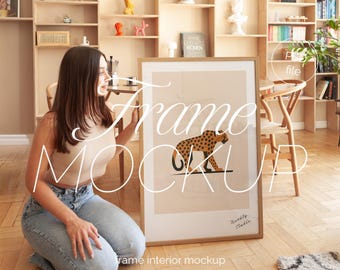 Thin Wood Frame Mockup: DIN A Ratio, Home Interior (PSD)