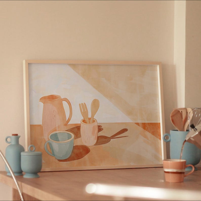 Horizontal Video Frame Mockup, DIN A Ratio, Thin Wood Frame PSD Photoshop Animated Mockup, Vertical Frame Video Mockup Kitchen Interior MOV
