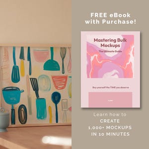 Horizontal Video Frame Mockup, DIN A Ratio, Thin Wood Frame PSD Photoshop Animated Mockup, Vertical Frame Video Mockup Kitchen Interior MOV