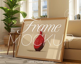 Light Wood Frame Mockup: Scandinavian Style, DIN A4 (PSD)