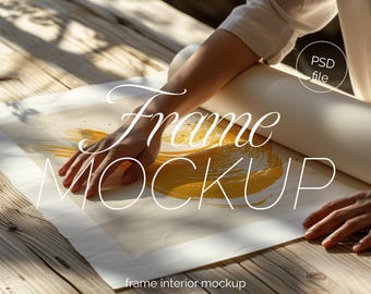 Minimalist Poster Mockup: DIN A Ratio, PSD Frame with Hands