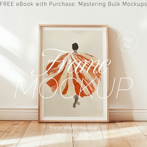 DIN A Vertikaler Rahmen Mockup, Rahmen an Wand gelehnt Vorlage für Photoshop, dünner Holzrahmen PSD für Drucke und Kunstwerke, skandinavisches Mockup
