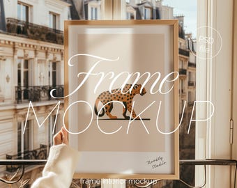 Minimal Wooden Frame Mockup: DIN A Ratio, Home Interior (PSD)