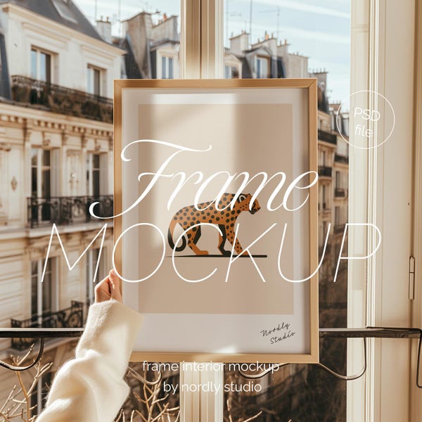 Maqueta minimalista de marco de madera: proporción DIN A, interior de casa (PSD)