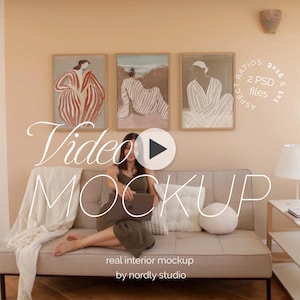 Mockupvideo social media-muurkunst: sjabloon met 3 frames (PSD, MOV)