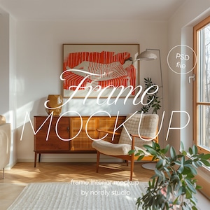 Glas DIN Ein Landschaftsrahmen Mockup für Photoshop, Horizontaler Rahmen Mockup PSD Vorlage für Kunst und Drucke, Digitaler Rahmen Mockup Vorlage