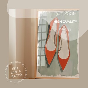 DIN A Vertical Frame Photoshop Mockup Template for Art Display, A2 Wood Frame in Bedroom Scene PSD, Photoshop Frame Mockup