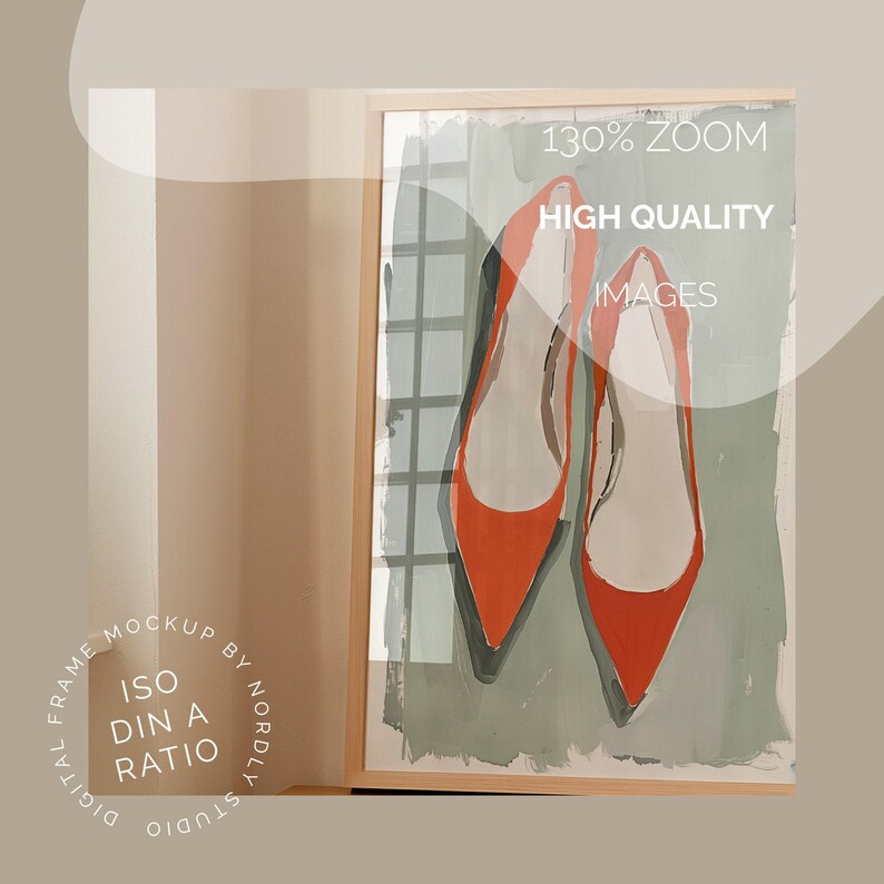 DIN A Vertical Frame Photoshop Mockup Template for Art Display, A2 Wood Frame in Bedroom Scene PSD, Photoshop Frame Mockup