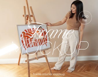 イーゼルサインモックアップ：B2サイズ（50×70cm）、横長PSDモックアップ