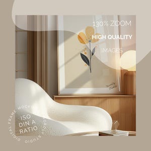 Vertical Frame Mockup: DIN A, ISO A1, Wood, Glass Reflection (PSD) image 3