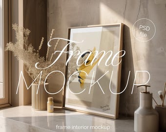 Bathroom Frame Mockup: DIN A Vertical Art Print (PSD)