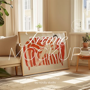 Vidro DIN Um modelo de moldura de paisagem para Photoshop, modelo PSD de modelo de moldura horizontal para arte e impressões, modelo de modelo de moldura digital