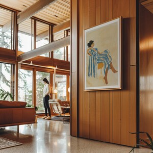 Vertical Framed Canvas Mockup: Mid-Century Modern Interior (PSD) image 9