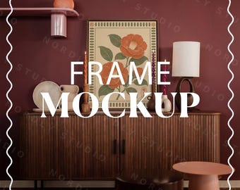 Vertical Frame Mockup PSD 3x4 Ratio, Photorealistic Wall Art Scene, Smart Object, Instant Download