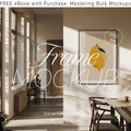 Vertical Frame Mockup Kitchen, DIN A Ratio, Thin Wood Frame, PSD Photoshop Photopea Mockup, interior frame mockup, glass reflection mockup product logo