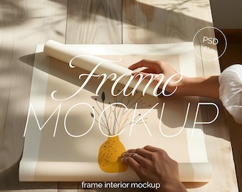 Rolled Poster Mockup: DIN A Ratio PSD Frame with Hands