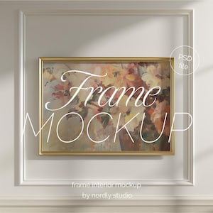 Gold Frame Mockup: DIN A Horizontal Artwork Template (PSD)