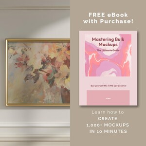 DIN A Horizontal Frame Mockup, Frame Hanging on Wall Panelling Template for PS, Gold Frame PSD for Prints & Artwork, Scandinavian Mockup