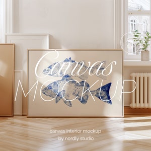 Mockup de moldura horizontal madeira clara DIN A 4, mockup de moldura minimalista de paisagem, mockup de moldura em piso de madeira, mockup de moldura japonesa escandinava