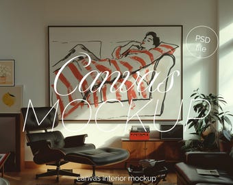Landscape Canvas Mockup: Thin Wood Frame, ISO DIN Ratio (PSD Mockup)