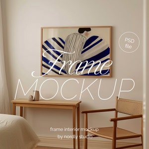 DIN A Landschaftsrahmen Mockup für Photoshop, Horizontaler Rahmen Mockup PSD Vorlage für Kunst und Drucke, Digitaler Rahmen Mockup Vorlage