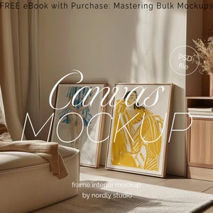 Thin Wood Frame Mockup: Japandi Home Interior (PSD)