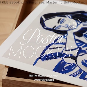 Maqueta de marco de primer plano, marco de póster sobre la mesa, maqueta de marco en posición horizontal DIN A, maqueta de marco tumbado, maqueta de Photoshop PSD, minimalista moderno