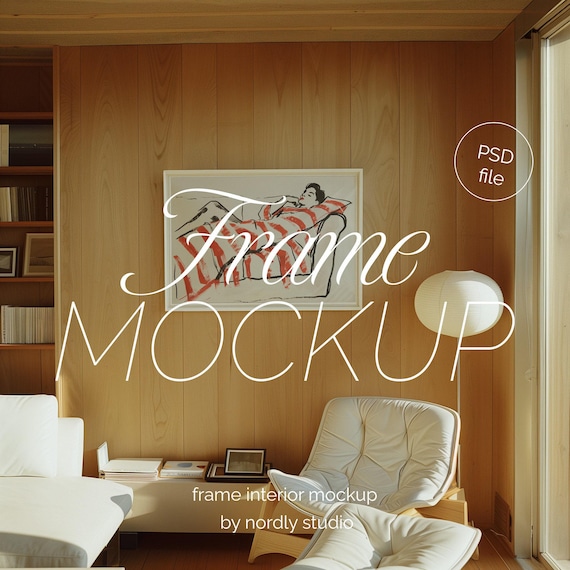 DIN A Landscape Frame Mockup: Glass Horizontal PSD Template (Digital Download)