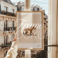 Frame Mockup With Person, DIN A Ratio, Minimal Wooden Frame Mockup PSD Photoshop Mockup, Frame Mockup Home Interior Hand holding frame Paris