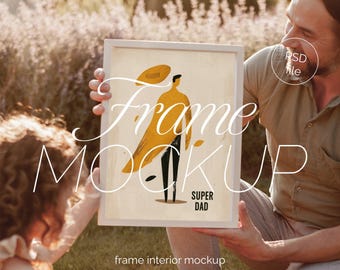 Father Child Poster Frame Mockup: DIN A Ratio PSD (Digital Download)