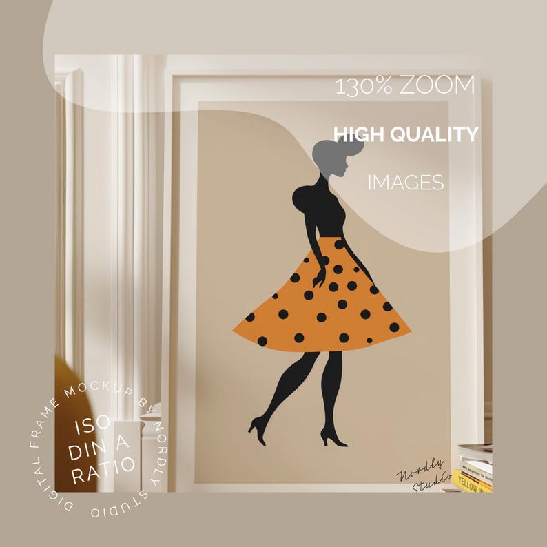 White Wood Frame Mockup: Minimal Leaning Design (A Series Sizes) image 2