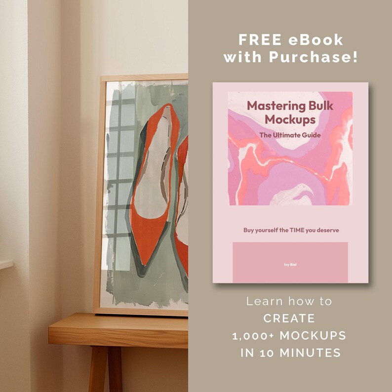 DIN A Vertical Frame Photoshop Mockup Template for Art Display, A2 Wood Frame in Bedroom Scene PSD, Photoshop Frame Mockup