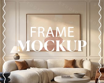 Horizontal Frame Mockup Photorealistic PSD, 3x2 Ratio Wall Art Scene, Smart Object Template