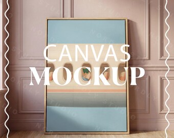 Canvas Mockup PSD 5x7 Vertical Frame, Photorealistic Interior Scene, Smart Object Art Mockup
