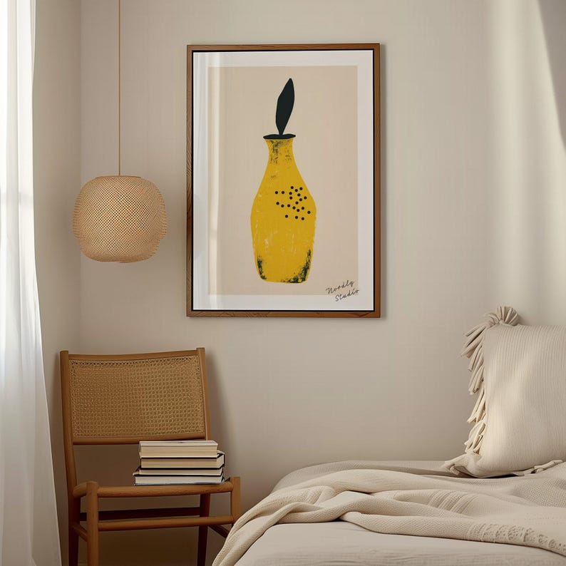 DIN A Vertical Frame Photoshop Mockup Template for Art Display, A2 Wood Frame in Bedroom Scene PSD, Photoshop Frame Mockup