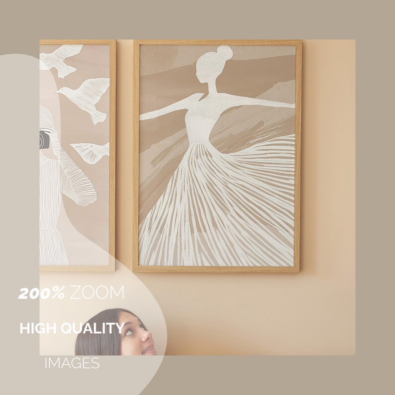 Two Frames Mockup Bedroom With Person, ISO A DIN Ratio, Thin Wood Frame