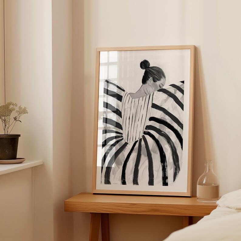 DIN A Vertical Frame Photoshop Mockup Template for Art Display, A2 Wood Frame in Bedroom Scene PSD, Photoshop Frame Mockup