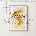 Frame mockup light wood DIN A 4, White Frame Wallpaper Mockup, Wooden frame mockup, Vertical black frame mockup, Japandi frame mockup BUNDLE