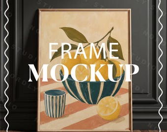 Vertical Frame Mockup PSD 3x4 Ratio Photorealistic Art Print Scene Smart Object Instant Download